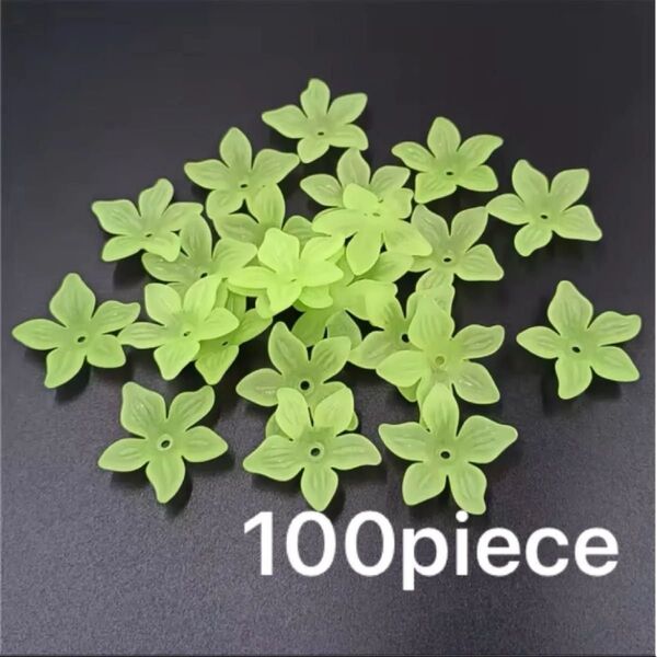 フラワーパーツ ビーズ 100個 グリーン ハンドメイド まとめ売り