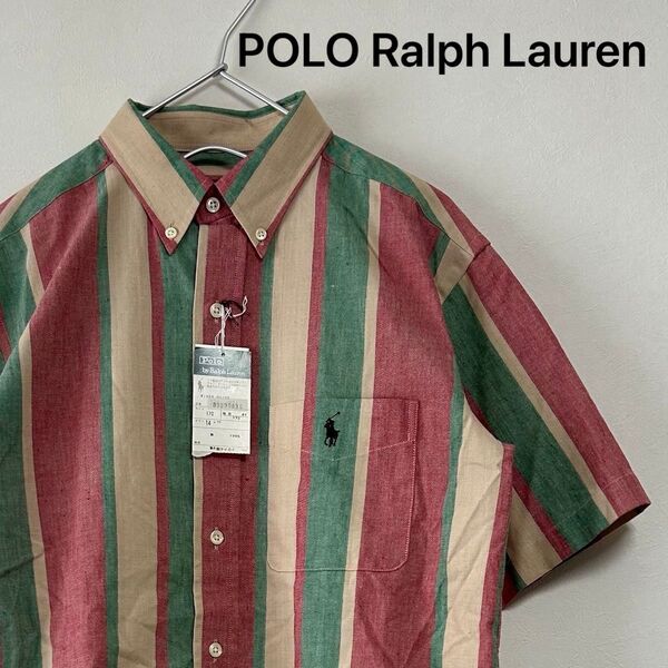 新品 90年代 POLO Ralph Lauren 半袖BDシャツ ストライプ