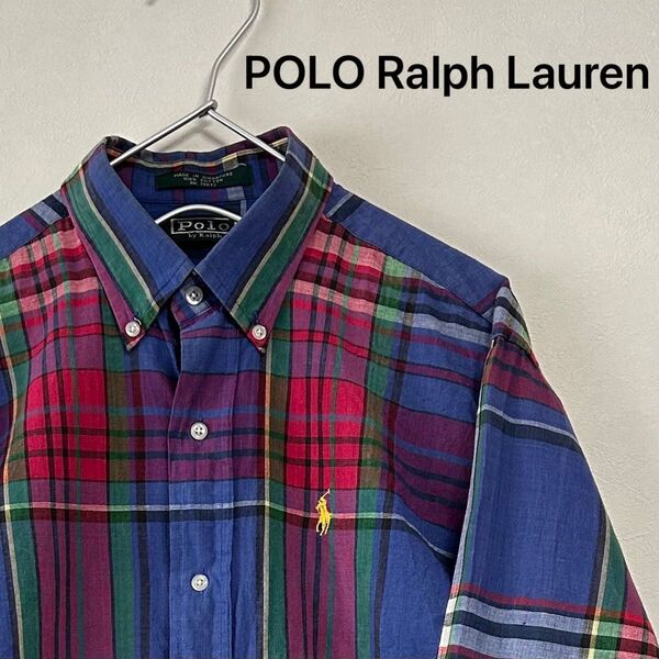 古着90s POLO Ralph Lauren 長袖BDシャツ 緑タグ