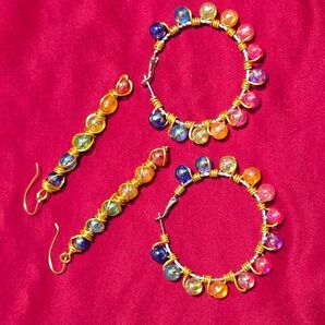 ★ハンドメイド カラフルビーズ ピアス 2点セット★