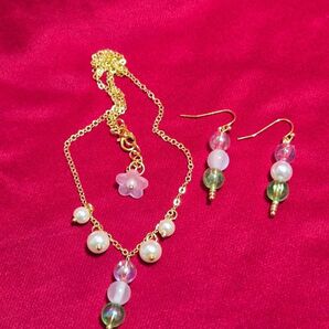 ★ハンドメイド 三色団子 モチーフ アクセサリー 2点セット★