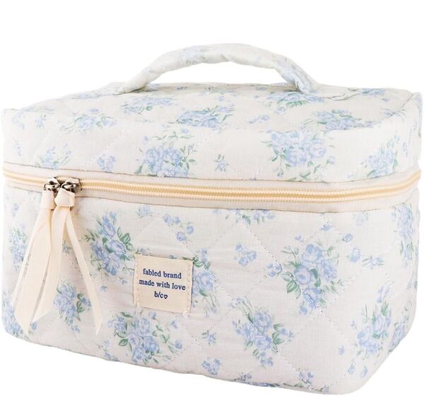 新品 化粧ポーチ メイク キルトコットンメイクアップバッグ 旅行 花柄
