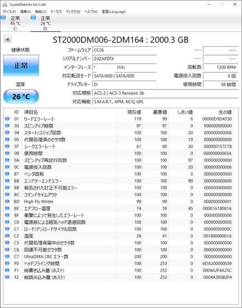 ハードディスク 2TB 新古品