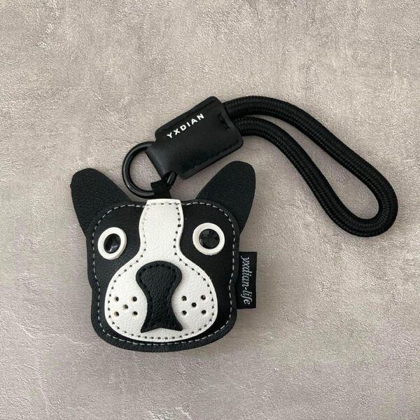 ボストンテリアモチーフ 犬チャーム キーホルダー 合皮