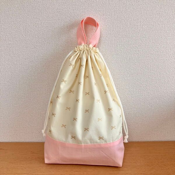 *ハンドメイド*お着替え袋 持ち手あり 入園入学準備 体操着袋 巾着袋 リボン柄