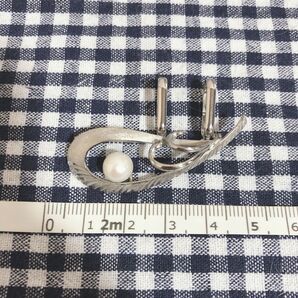 本真珠シルバーブローチ SILVER刻印 銀細工 冠婚葬祭 アクセサリー パール 装飾品