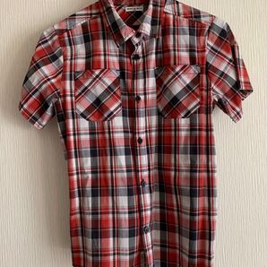 チェック柄ブラウス 半袖チェックシャツ160