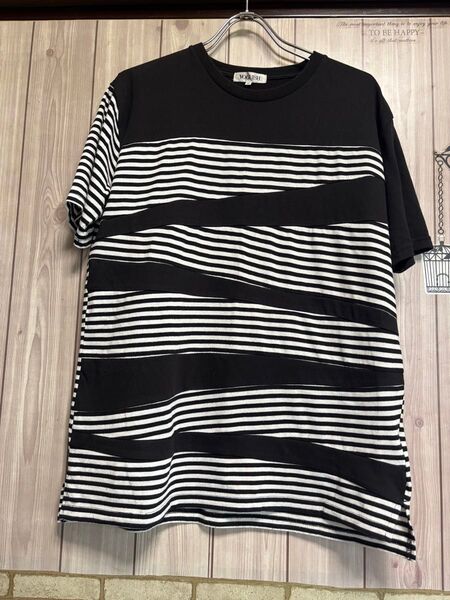 VOGUISH バイカラー ボーダー 白 黒 Tシャツ XXL 半袖Tシャツ カットソー