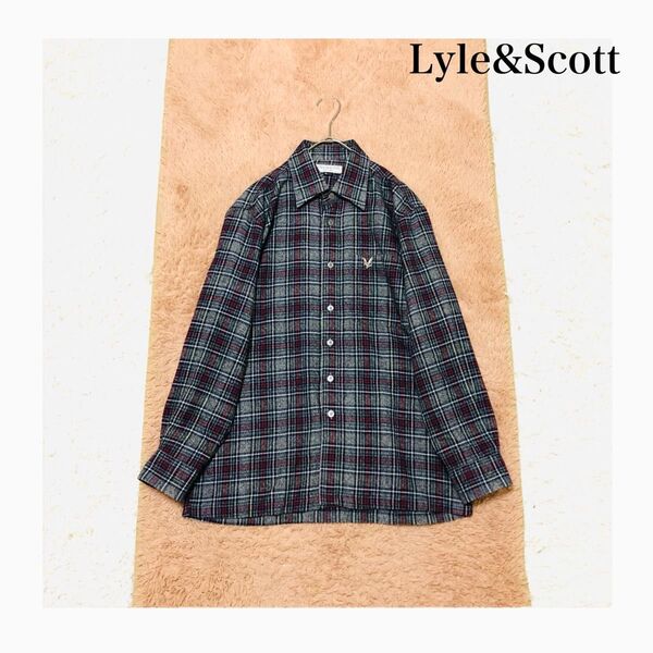 Lyle&Scott アクリル混 シャツ チェックシャツ 長袖 M シャツ トップス 長袖 チェック ブラウス グレー 長袖シャツ
