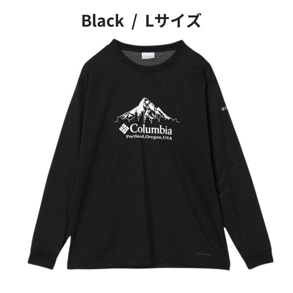 即決☆コロンビア アーバンハイク 長袖Tシャツ BLK/Lサイズ ブラック 黒 吸湿速乾 UVカット ロンT グラフィック 吸湿速乾 UVカット