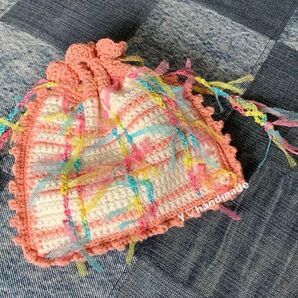 ★チェック柄 チュール ハンドメイド ポーチ ★