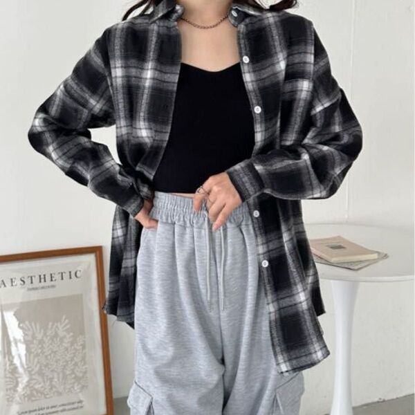 ビッグシルエットチェックシャツ