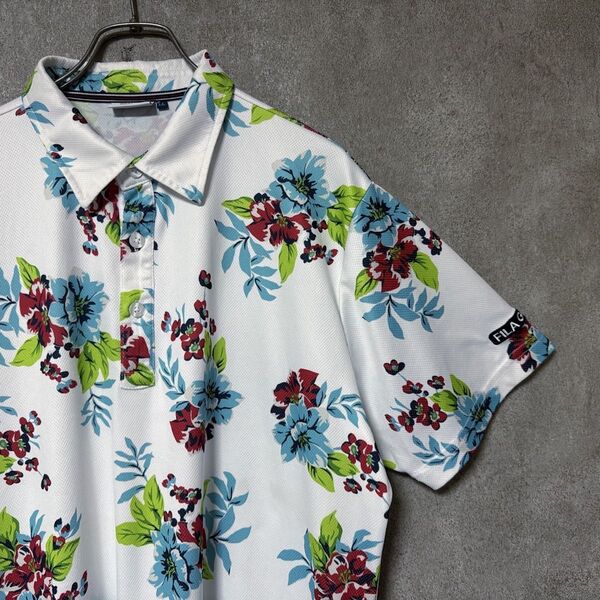 FILA GOLF フィラゴルフ 花柄 ポロシャツ ゴルフ ウェア 半袖 人気 メンズ