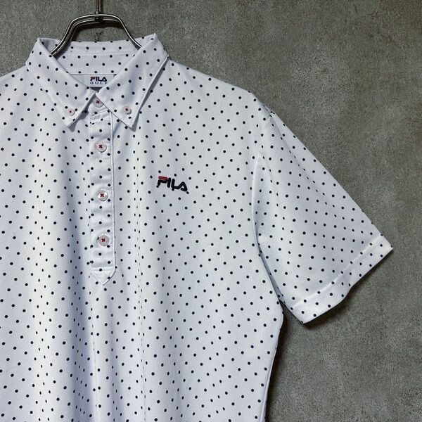FILA GOLF フィラゴルフ ドット柄 ロゴ 半袖 ポロシャツ ゴルフウェア メンズ
