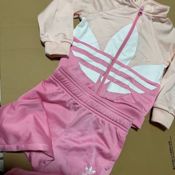 adidas セットアップ ジャージ 上下 セット 女の子 90 ピンク トレフォイル ビッグロゴ