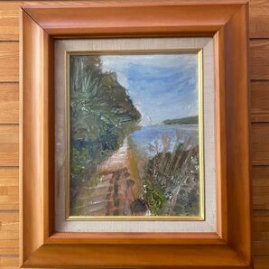 自作絵画 海へと続く細道 油彩画 油絵 F3