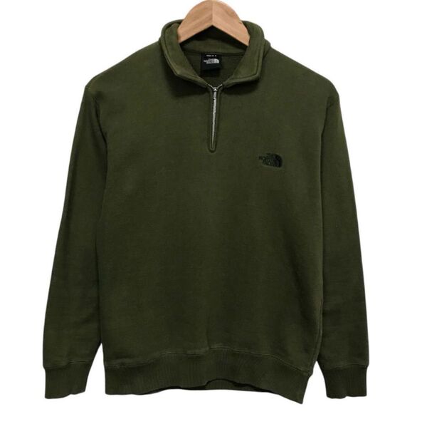 The North Face ノースフェイス ハーフジップスウェットトレーナー 刺繍ロゴ オリーブ