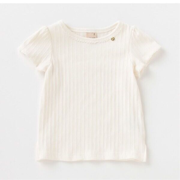 petit main テレコパフ袖Tシャツ