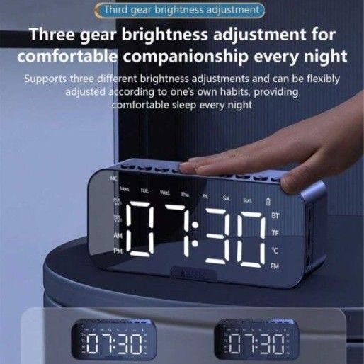 デジタル LED 時計 ミラ ワイアレス Bluetooth スピーカー FM