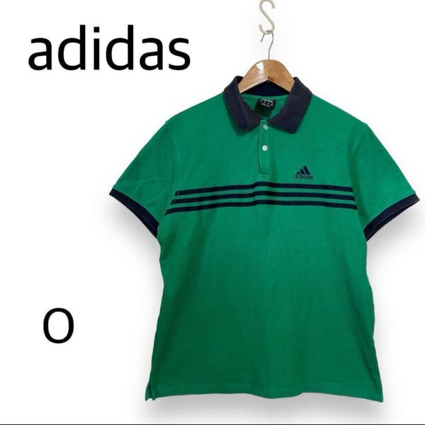 adidas アディダス 古着 ポロシャツ レトロ グリーン 【Oサイズ】