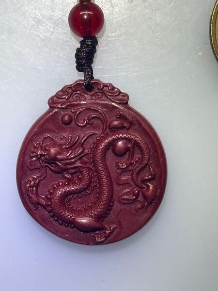 美品 紫金砂 辰砂 龍騰盛世 両面彫刻ペンダントネックレス4147-3/3