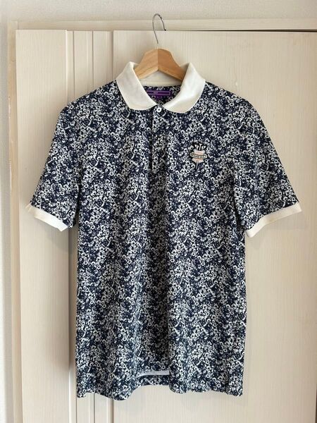 BEAMS GOLF ポロシャツ 小花柄 ネイビー
