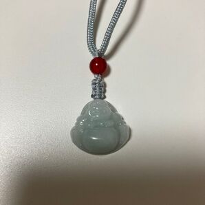 翡翠 布袋様 ネックレス ブルー系