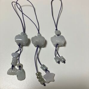 翡翠の豚のストラップ3個セット