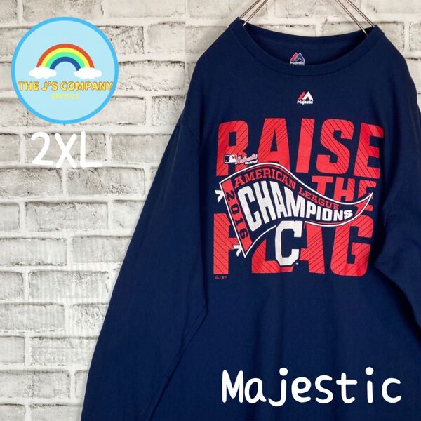USA古着Majestic MLBクリーブランドインディアンズ ロンT 2XL