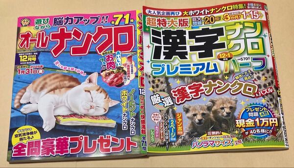 超特大判 漢字ナンクロプレミアムハーフ 2024年12.1月号 / オールナンクロ2024年12月号⑥