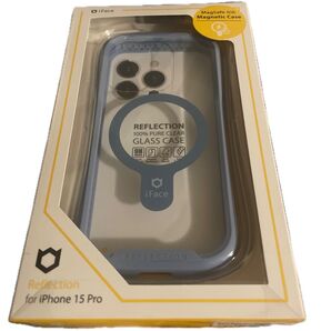 iPhone 15 Pro iFace Reflection Magnetic 強化ガラスクリアケース 41-9620ペールブルー