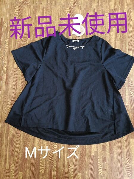 カットソー トップス 紺色 ネイビー Мサイズ ☆ 新品 未使用 タグ付き ☆ 透け感あり