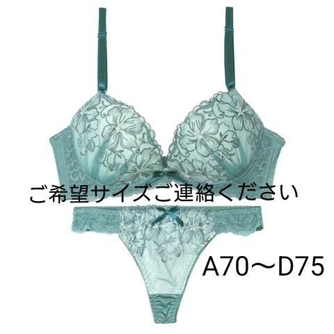 本日お昼出品終了 リュミエールブロッサム育乳脇高ブラジャー&Tバックショーツ セクシー 豪華 エメラルドグリーン 三上悠亜