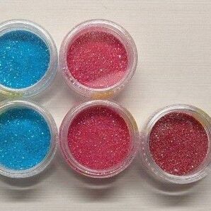5個セット ラメ グリッター パウダー ピンク ブルー レジン ネイル デコ