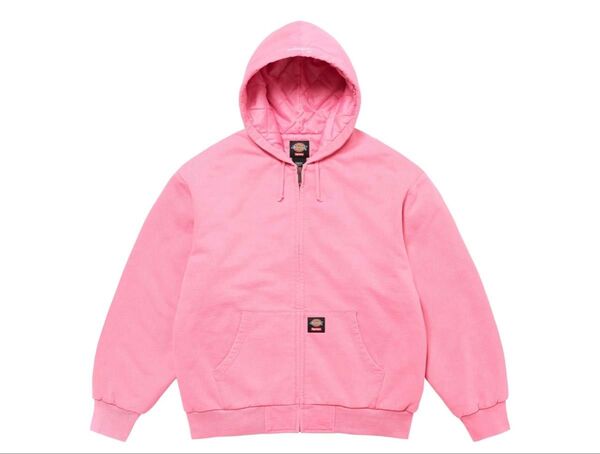 Supreme x Dickies Quilted Lined Zip Up Hooded Sweatshirt "Pink" M