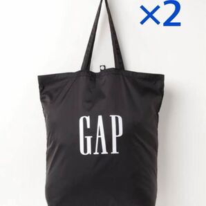 【新品】 GAP ロゴ エコバッグ★ブラック 2個セット