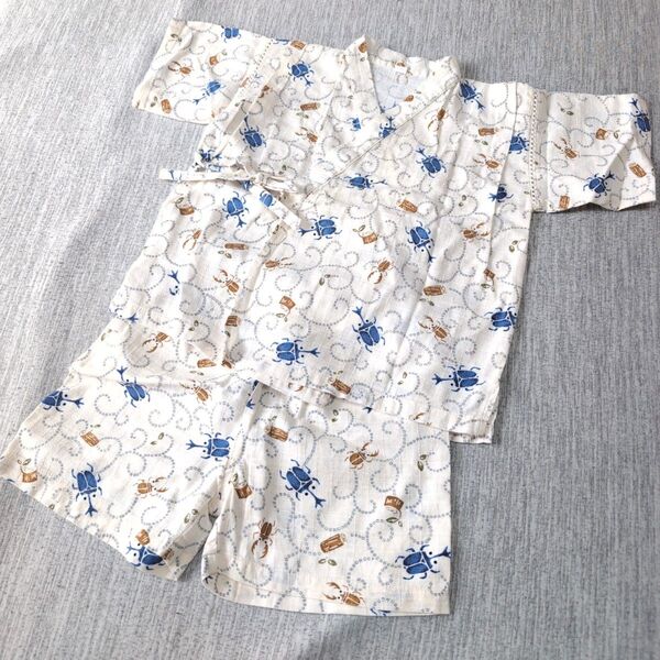 西松屋 甚平 男の子 100cm カブトムシ 昆虫 半袖 上下セット 夏服 じんべい キッズ 子供服