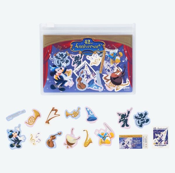 ディズニー42周年 フィルハーマジック シール スライドジップポーチ 新品 ミッキー ドナルド