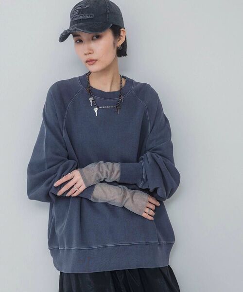 ジーナシスJEANASISサスティナブルヴィンテージウラケBIGプルオーバー紺ネイビーM新品