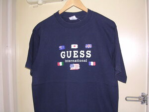 90s USA製 ゲス GUESS デカロゴ Tシャツ M 紺 vintage old