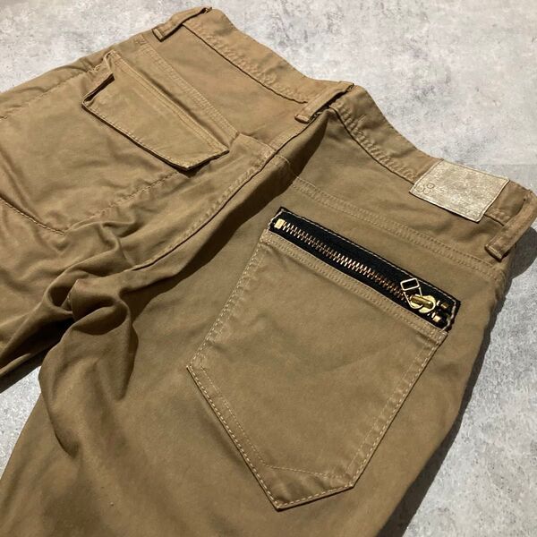 【Johnbull】ジョンブル 11929 ストレッチ ジップスリムパンツ 日本製 Lサイズ カーキ チノパンツ トラウザーパンツ