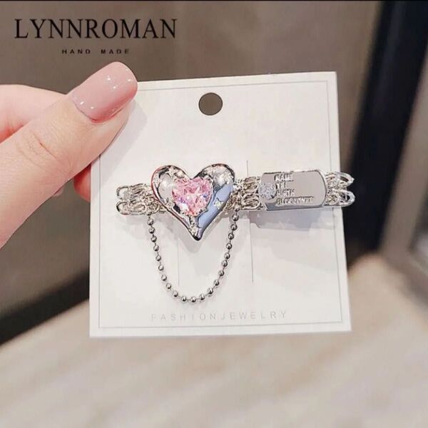 新品 ヘアピン 髪飾り シルバー ヘアクリップ ヘアアクセサリー ハート ピンク 髪飾り アクセサリー