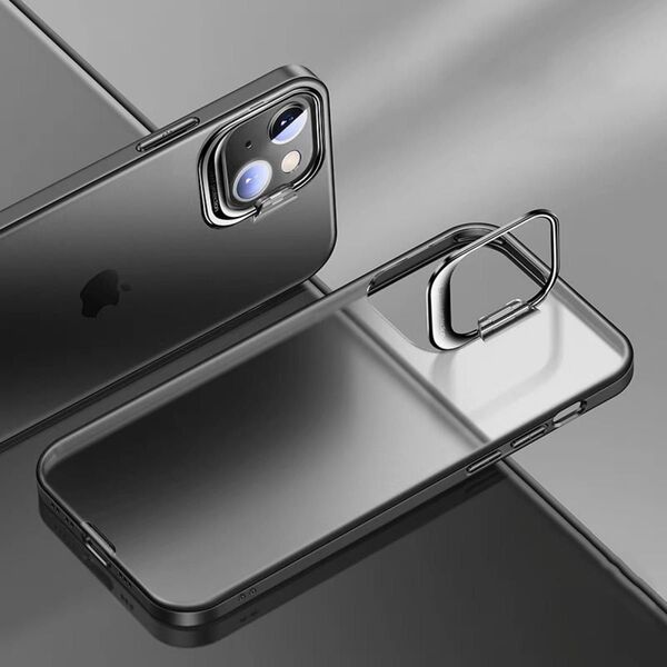 Iphone12/12pro用隠すスタンドマット質感ケースブラック →本日発送 ケース