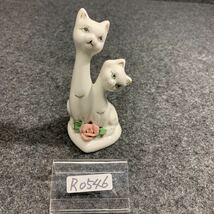 R0546 かわいい 猫 ペア 置物 陶器製 ねこ ネコ 昭和レトロ アンティーク_画像1