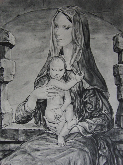 Tsuguharu Foujita, [Madonna mit Kind], Aus einer seltenen limitierten Sammlung von Kunstwerken zum Einrahmen, Schönheitsprodukte, Neuer Rahmen inklusive, Japanischer Maler, Porto inklusive, Malerei, Ölgemälde, Porträts