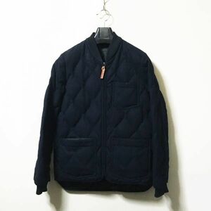 #LEE｜リー ウールシェルキルティングダウンノーカラージャケットMA-1ジャケット ダークネイビーカラー sizeS