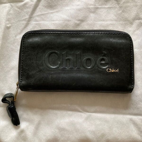 クロエ Chloe 長財布 黒 ブラック Wallet ラウンドファスナー レザー