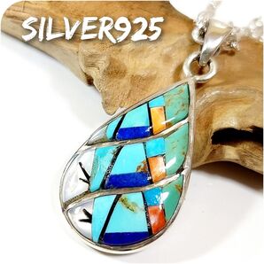 5882 SILVER925 ズニ インレイトップ シルバー925 天然石 ターコイズ インディアンジュエリー ヴィンテージ レア