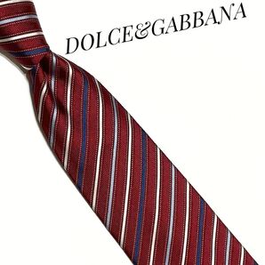 DOLCE&GABBANA ネクタイ レッド系 レジメンタル ストライプ