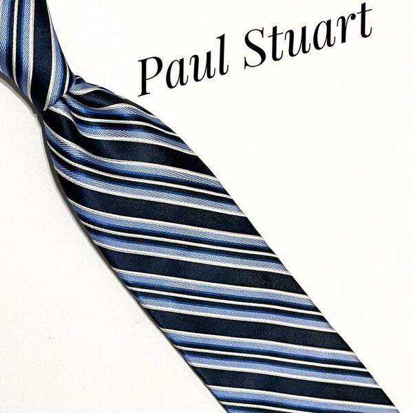 Paul Stuart ネクタイ ネイビー系 レジメンタル ストライプ